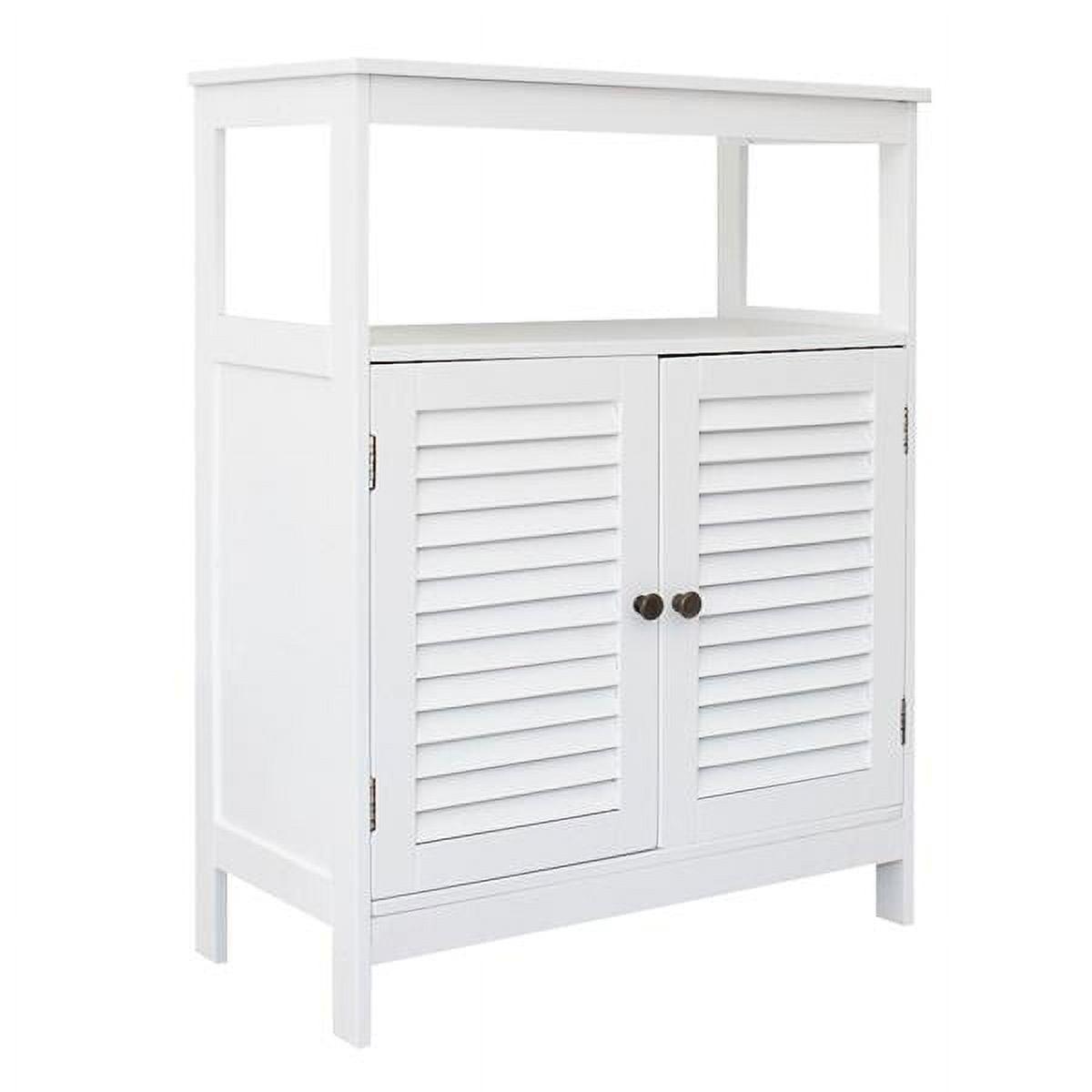 White Freestanding Bathroom Floor Cabinet with Shutter Doors