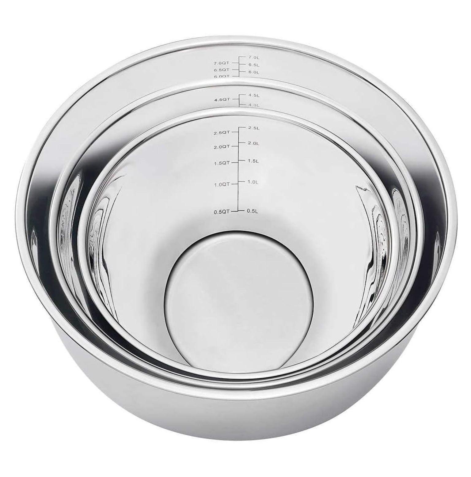 Stainless Steel Nesting Mixing Bowls Set with Non-Slip Bottoms