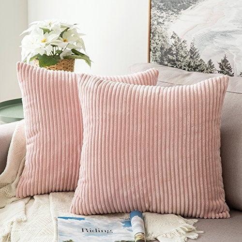 MIULEE Pack of 2, Corduroy Soft Soild Decorative Square Throw Pillow Covers Set Cushion Cases Pillowcases for Sofa Bedroom Car 18 x 18 Inch 45 x 45 cm
