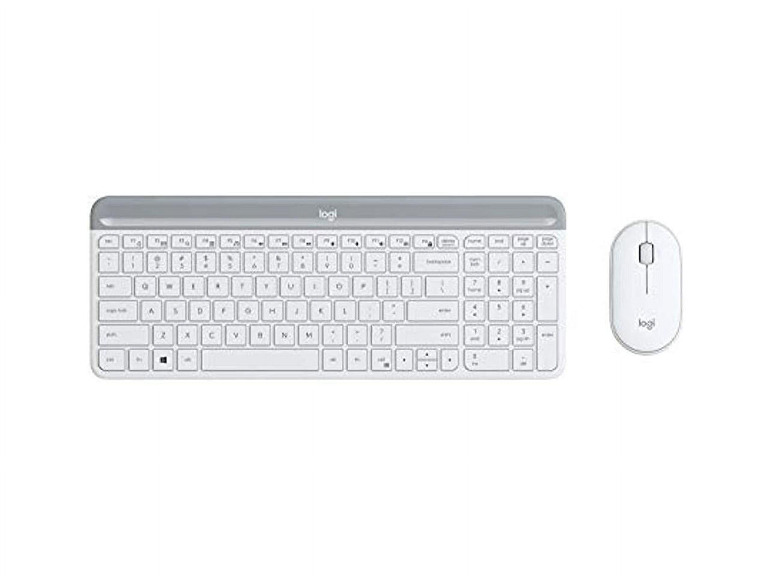 Slim White Wireless Keyboard and Mouse Combo with Numeric Keypad