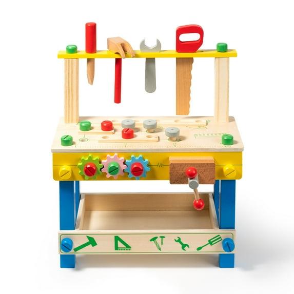 MMTX Kid Tool Toy Play, Wooden Tool Bench Workshop, Workbench with Tools Set, Wooden Construction Bench Toy for Boy Girl Age 3 to 10