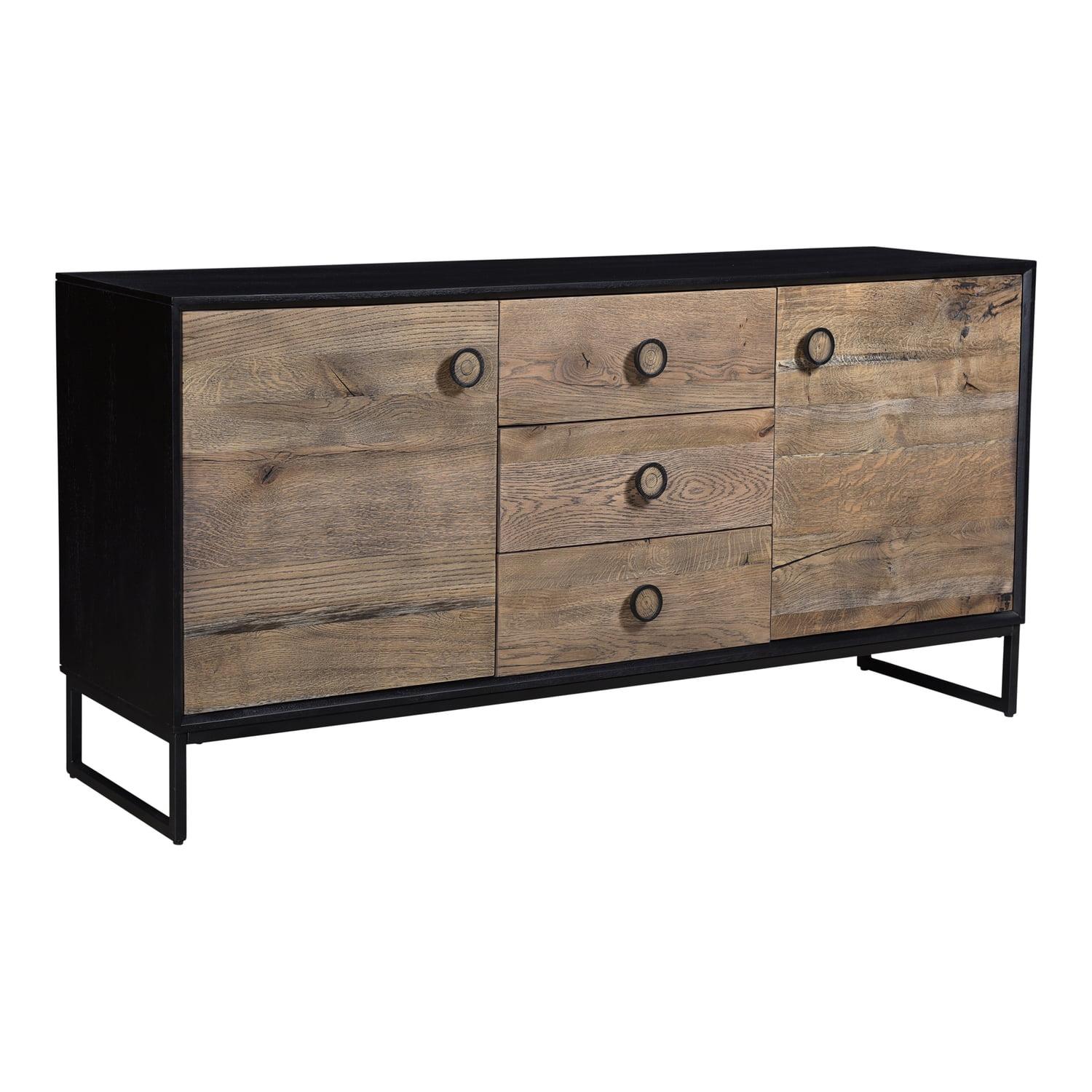 Heath 67'' Black and Brown Modern Rustic Oak Mango Sideboard