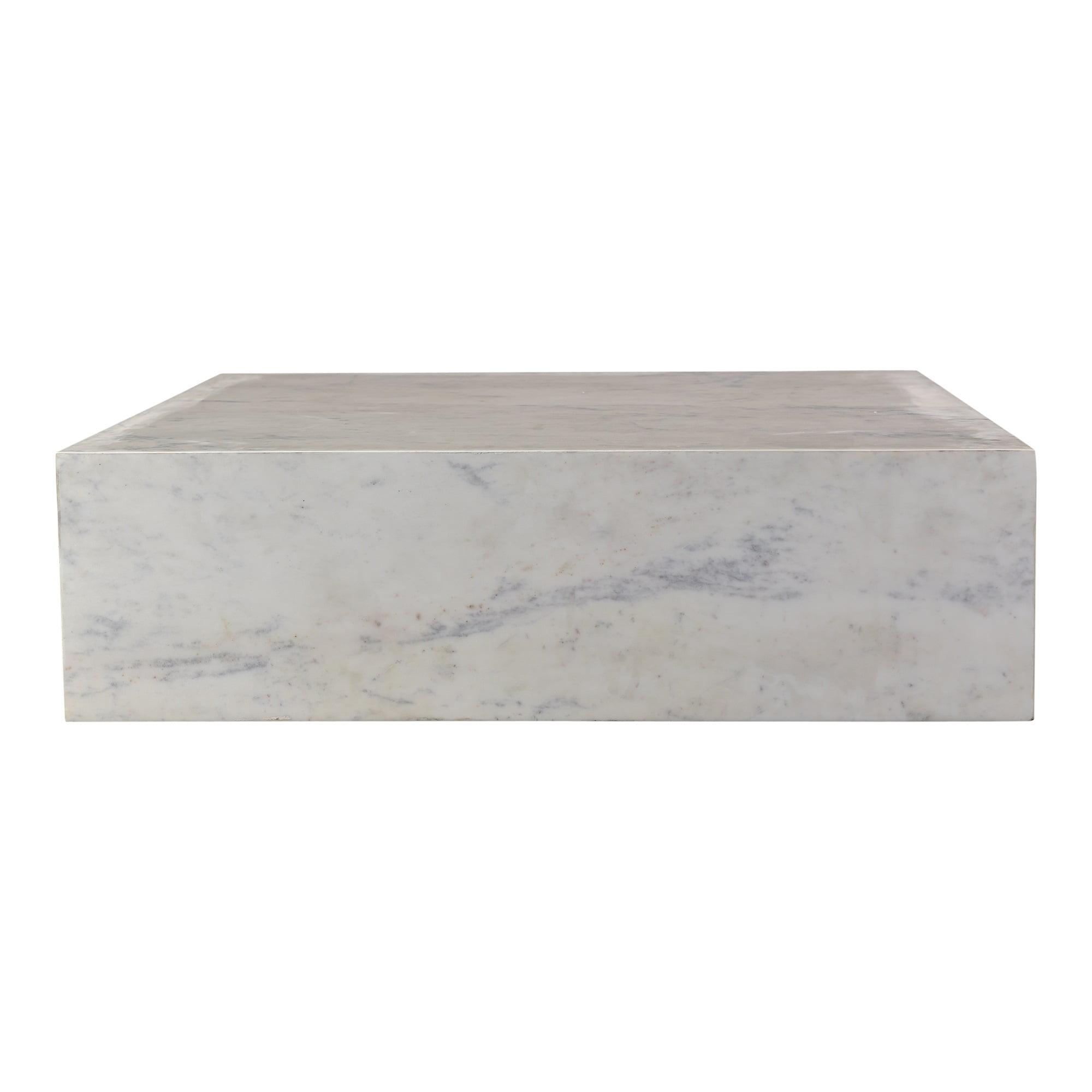 Villa 40" White Marble Square Coffee Table