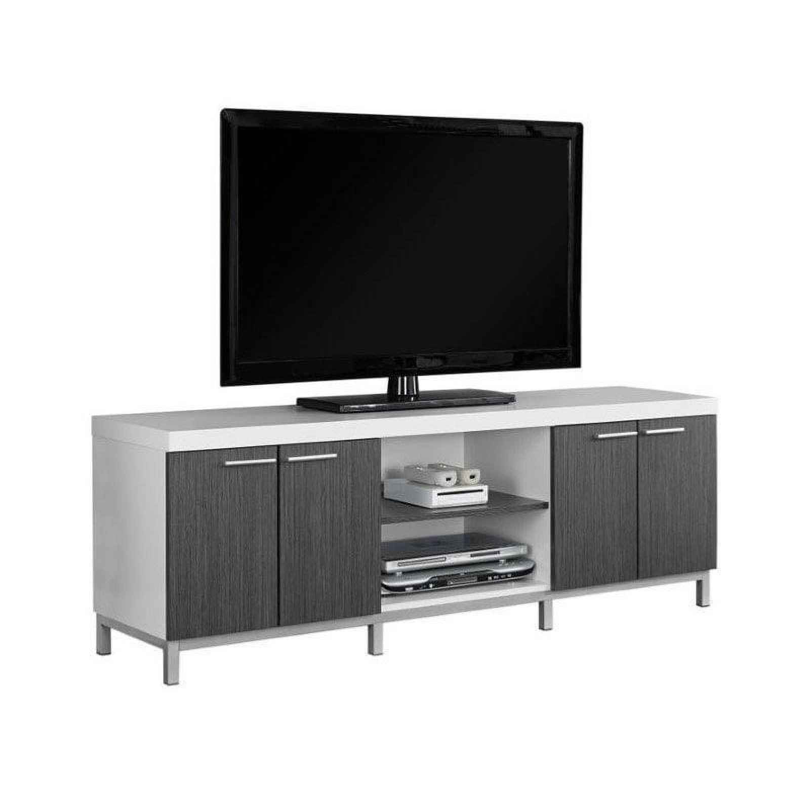 Contemporary White and Gray 60" TV Console with Cabinets