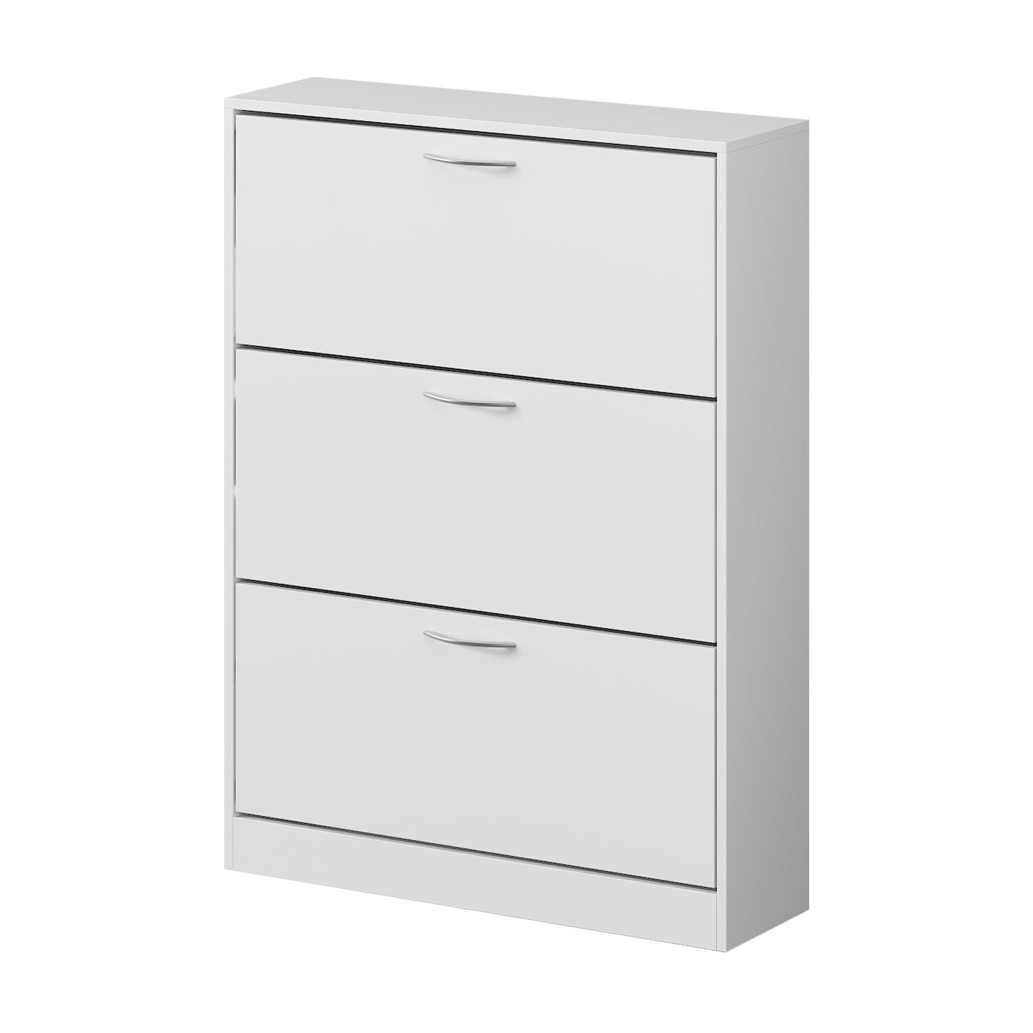 FUFU&GAGA White Modern Shoe Storage Cabinet with 3 Flip Drawers