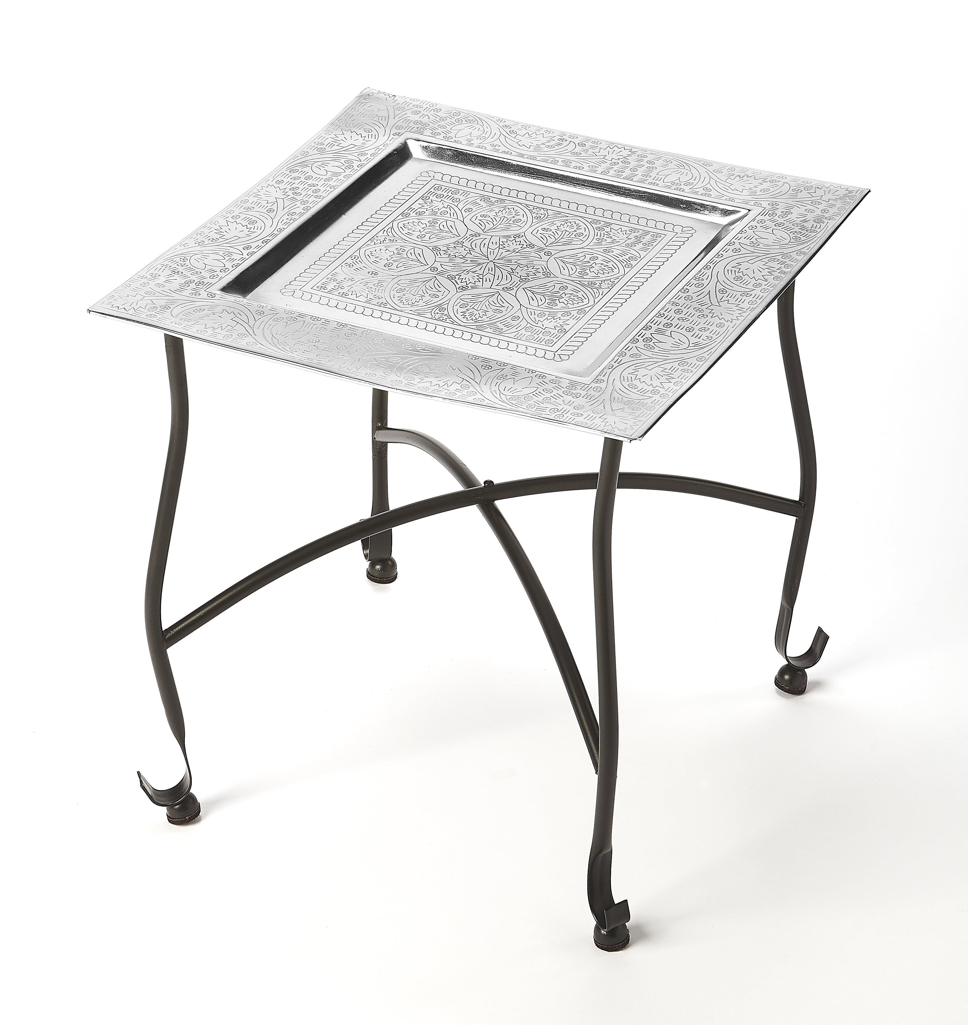Butler Specialty Metalworks Moroccan Square Metal Tray Table In Silver