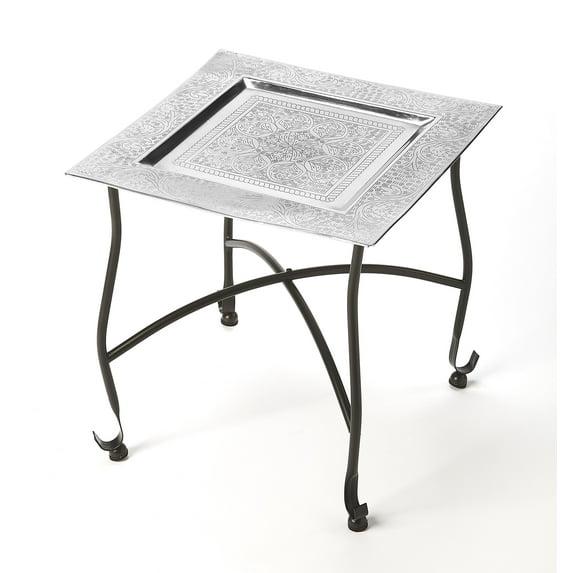 Butler Specialty Metalworks Moroccan Square Metal Tray Table In Silver