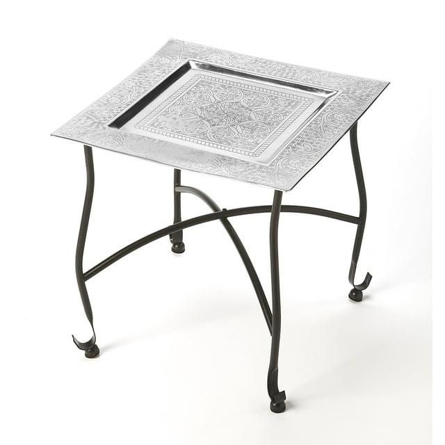 Butler Specialty Metalworks Moroccan Square Metal Tray Table In Silver