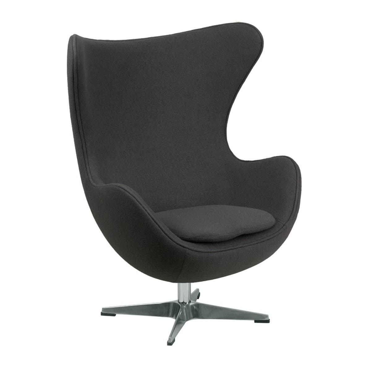 MOS  Mid-Century Modern Wool Fabric Tilt Swivel Lounge Chair Dark Grey