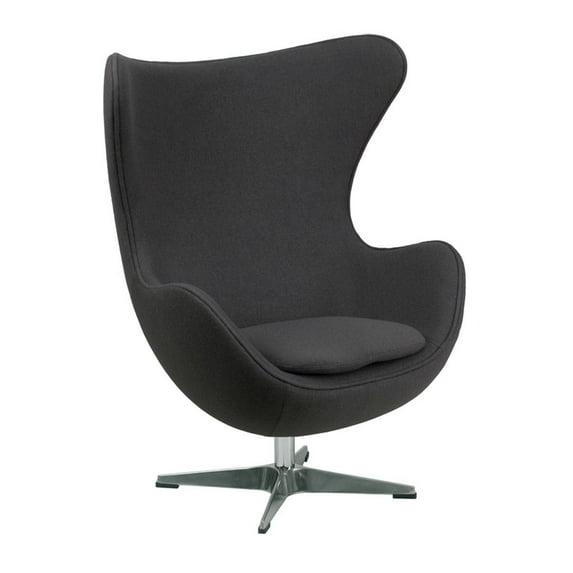 MOS  Mid-Century Modern Wool Fabric Tilt Swivel Lounge Chair Dark Grey