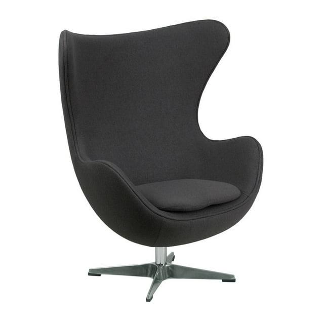 MOS  Mid-Century Modern Wool Fabric Tilt Swivel Lounge Chair Dark Grey