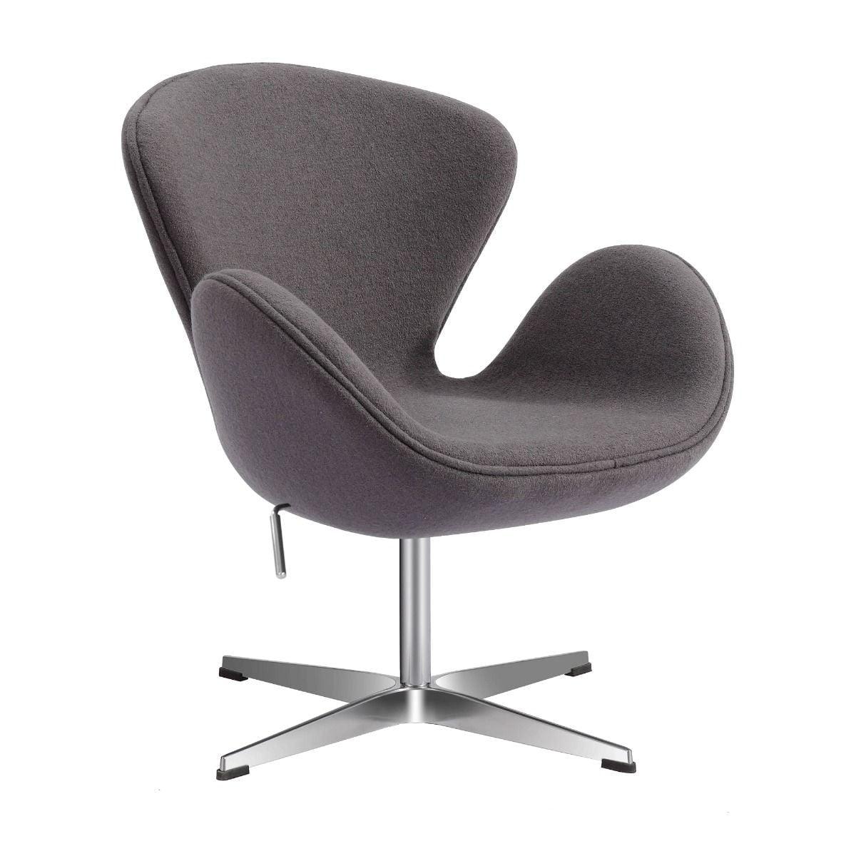 MOS  Mid-Century Modern Wool Swivel Adjustable Accent Lounge Chair Dark Grey