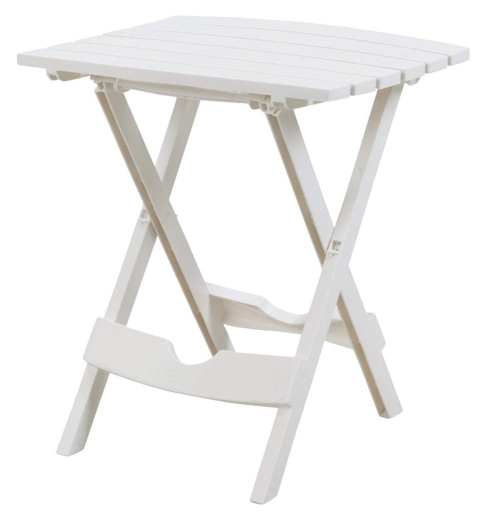 Quik-Fold Portable White Resin Outdoor Side Table