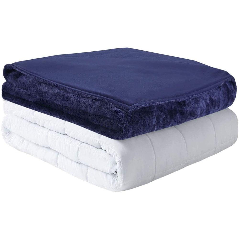 Navy Queen Reversible Cooling Fleece Weighted Blanket 15 lbs