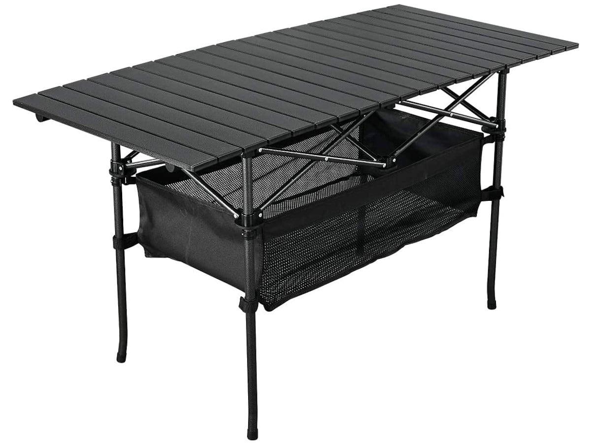 MPM Outdoor Folding Portable Picnic Camping Table, Aluminum Roll-up Table with Carrying Bag for Beach Backyard BBQ Party