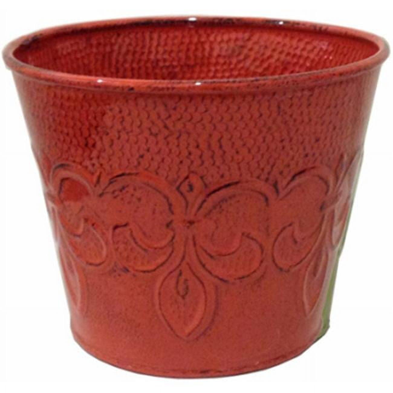 Cayenne Red Metal Fleur De Lis 6" Planter