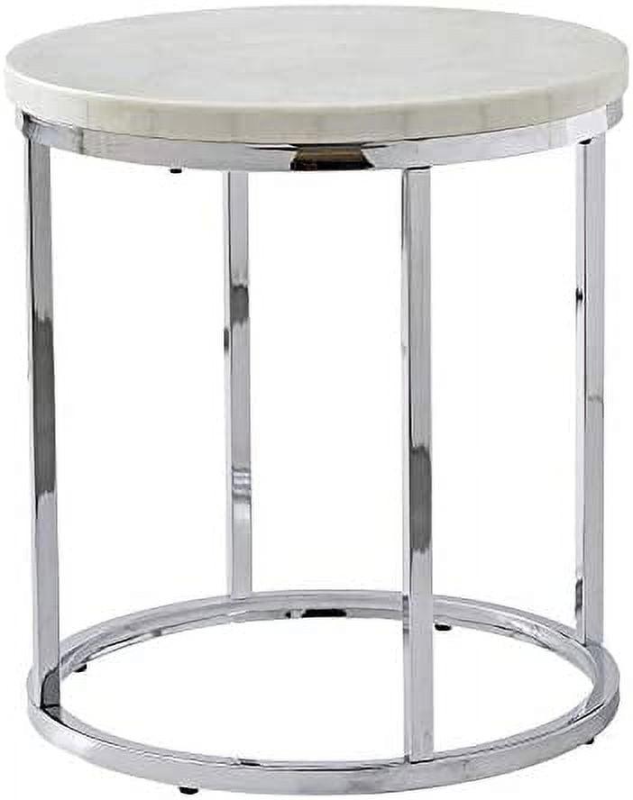 Echo 22" White Marble and Chrome Round End Table