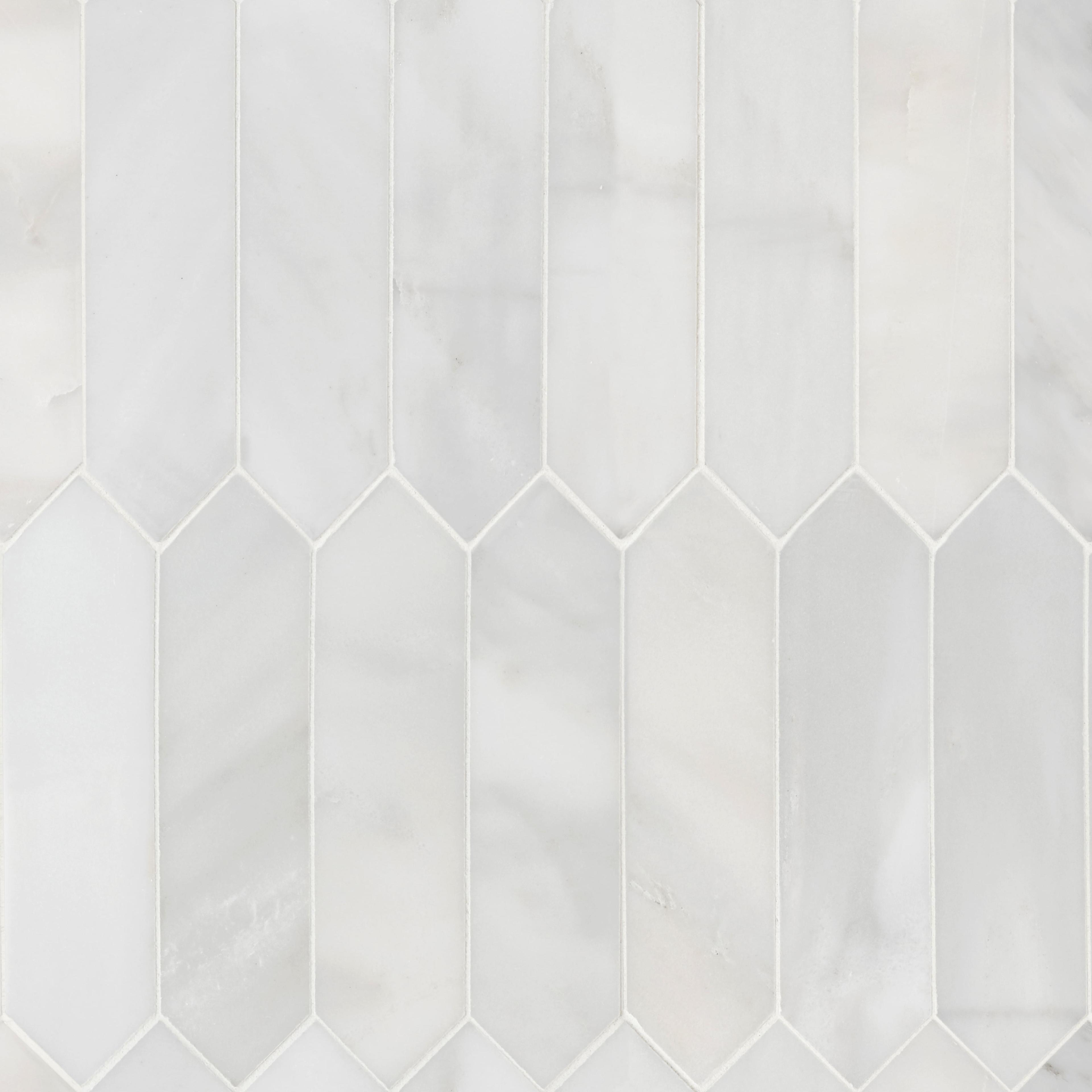 Arabescato Carrara Picket 10.63 in. x 12 in. Honed Marble Mosaic Wall and Floor Tile