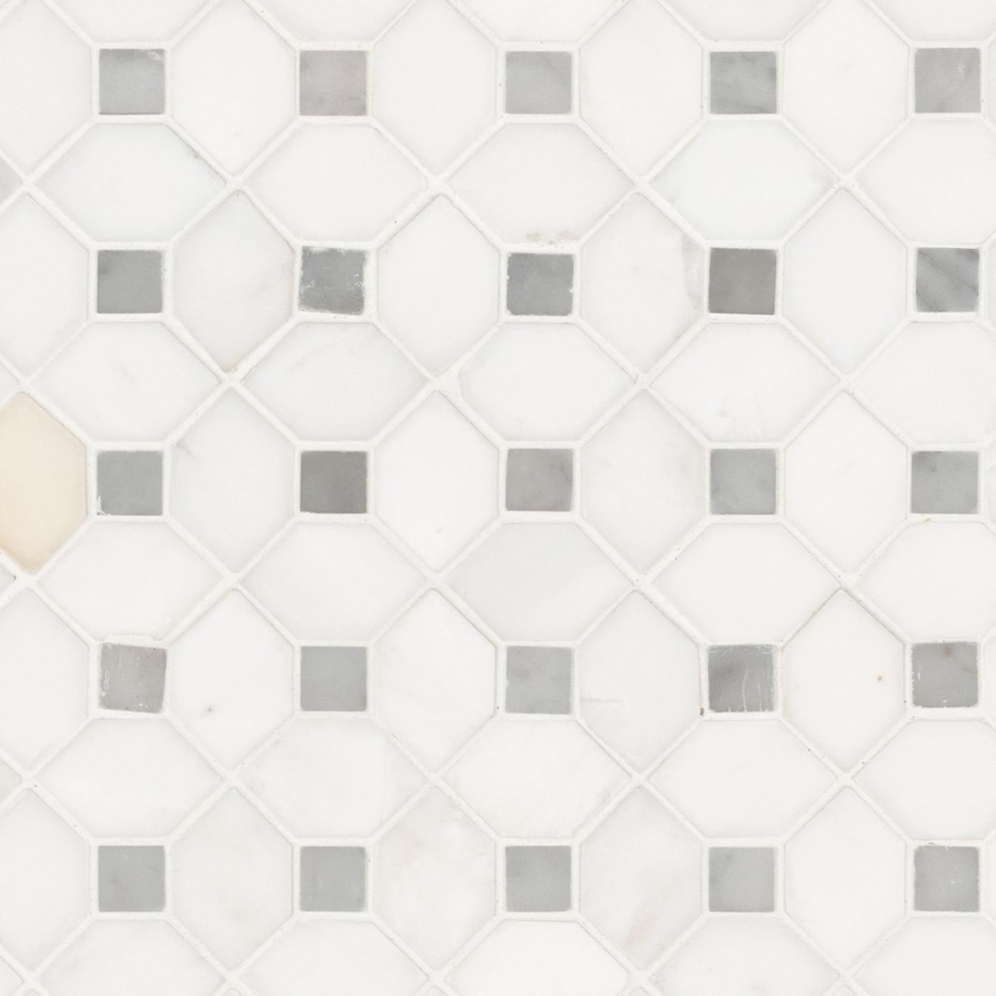 Bianco Dolomite 12.4 in. x 12.4 in. Polished Marble Mosaic Tile