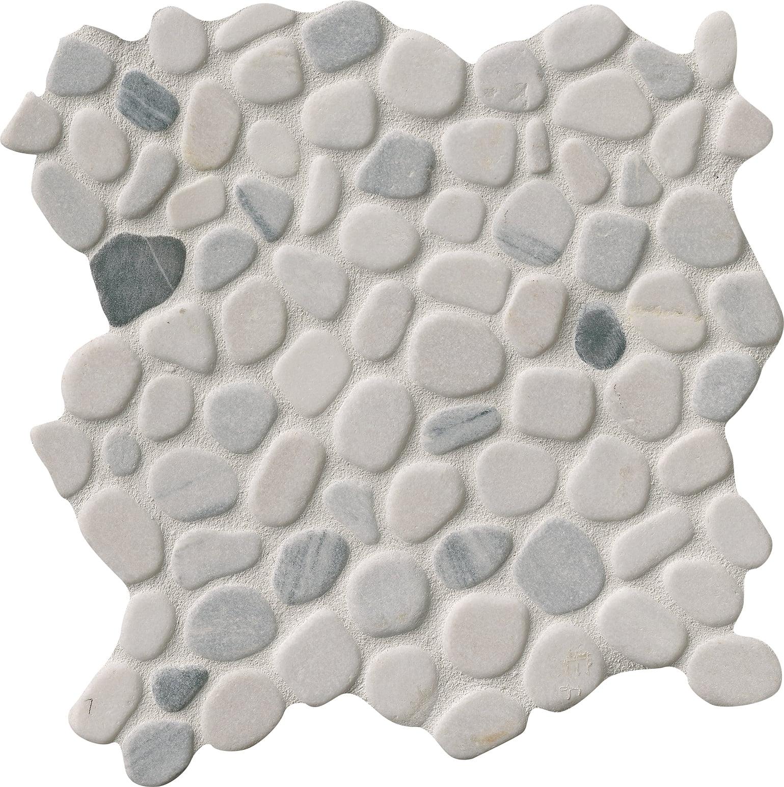 12" x 12" Black and White Marble Pebble Mosaic Tile