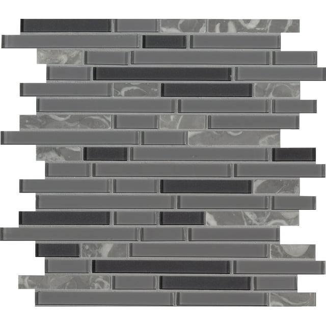 MSI Lorena Grigio Interlocking 12 in. x 12 in. x 4mm Glass Stone Mesh-Mounted Mosaic Tile (19.6 sq. ft. / case)