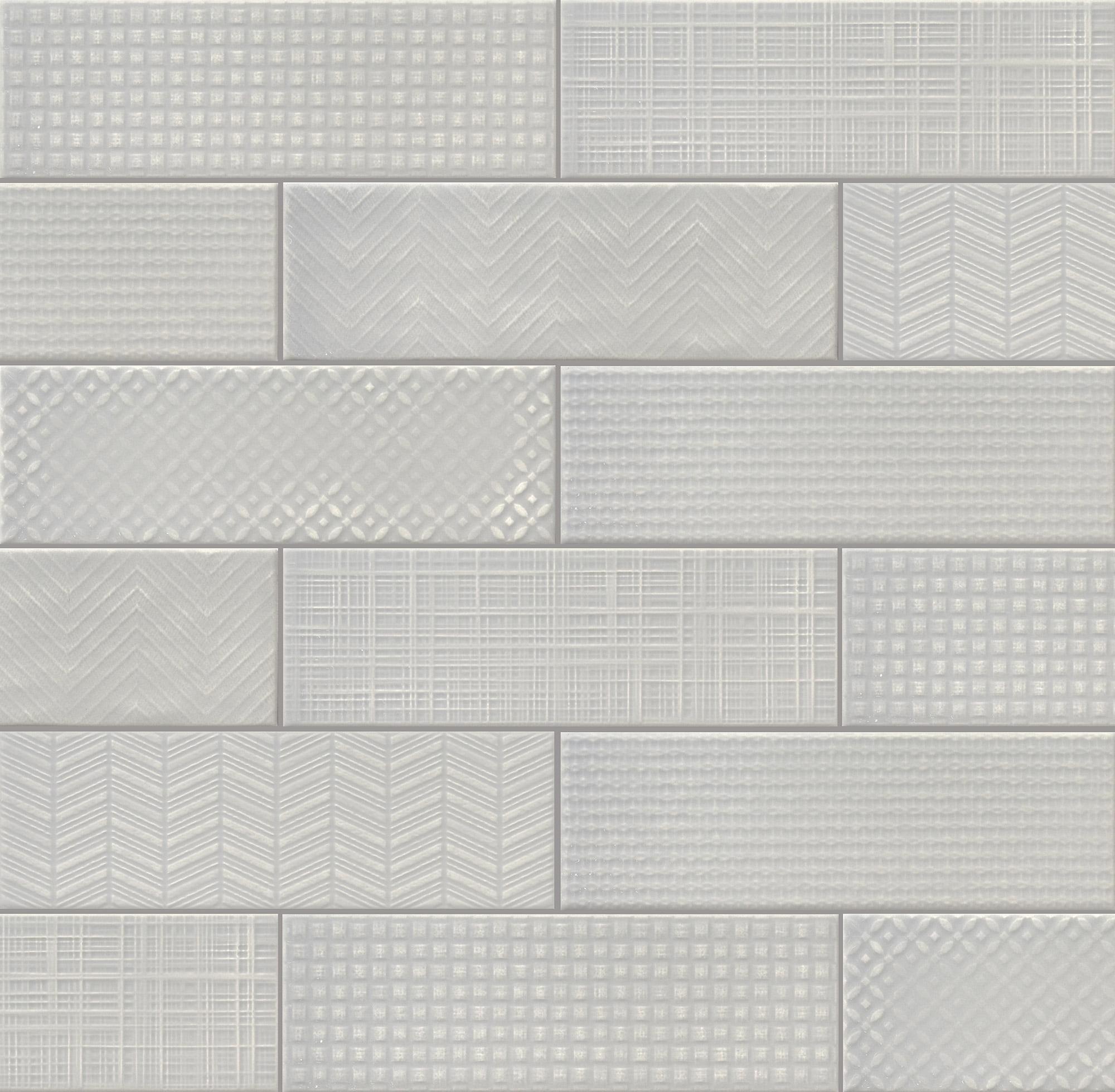 Urbano 3D Mix 4" x 12" Glossy Ceramic Subway Wall Tile