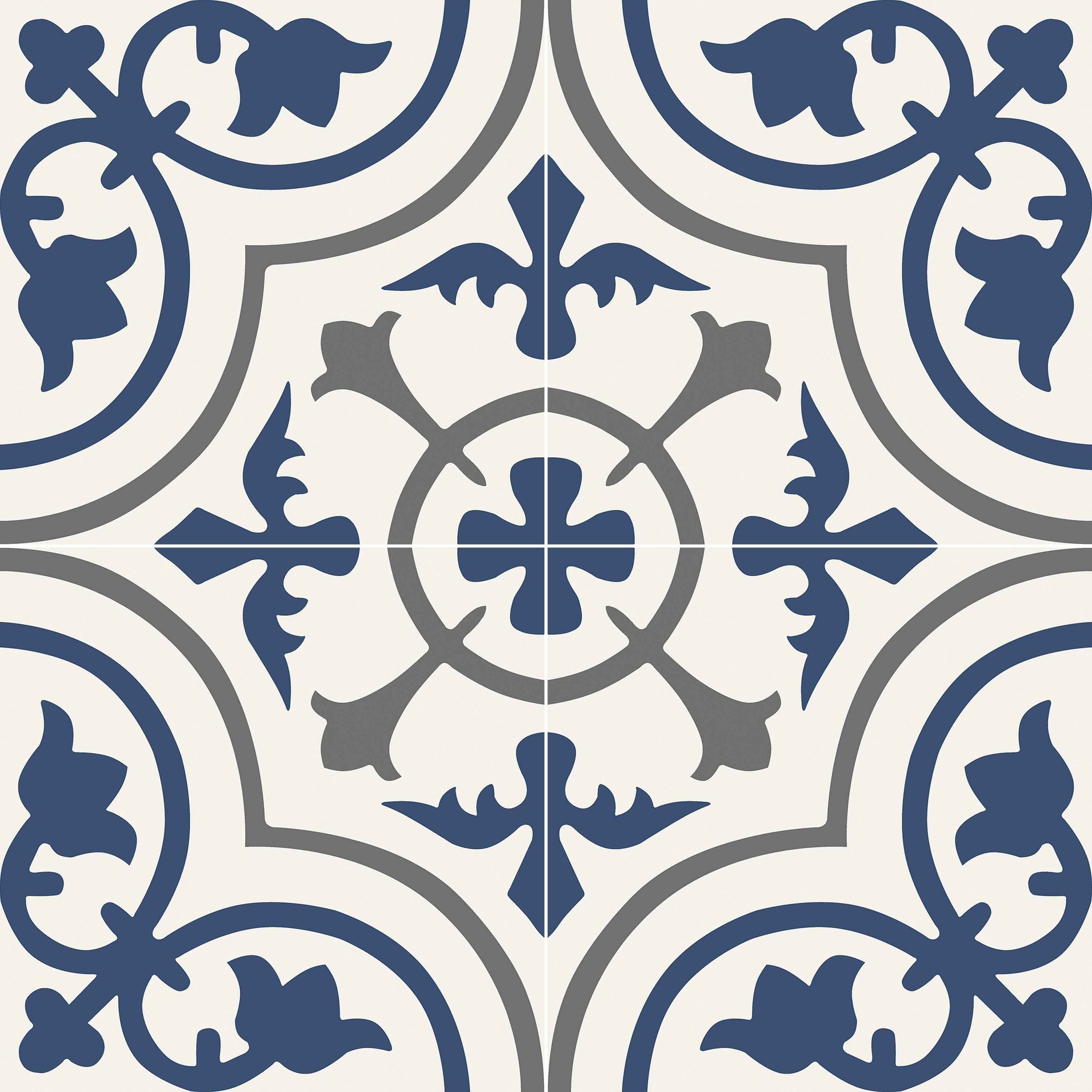 Zanzibar Blue and White Matte Porcelain Floor and Wall Tile