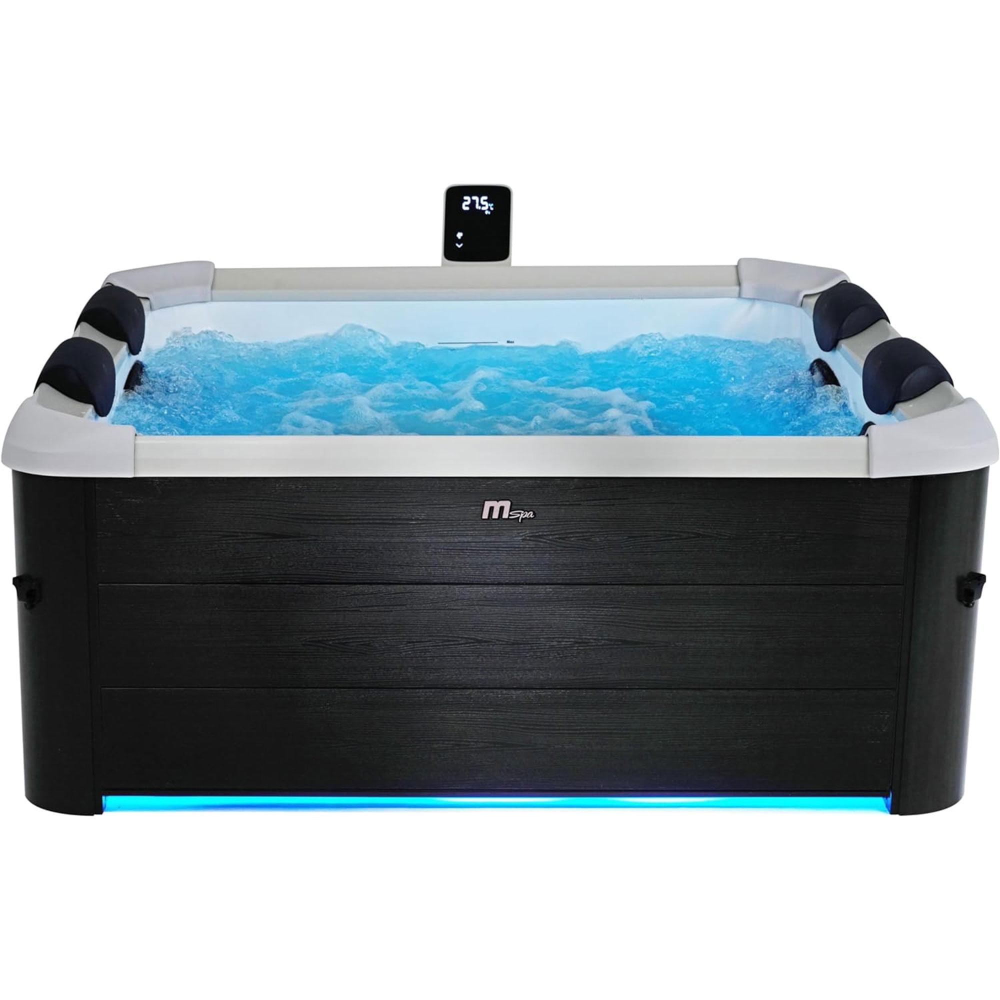 Open Box MSpa Oslo 6 Person Squared Hot Tub w/Hydro Massage Jets & LED Strip