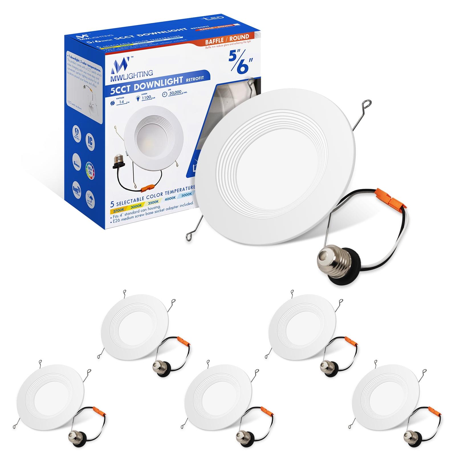 MW Lighting 6 Inch LED Recessed Downlight, 5CCT Selectable, Dimmable, Energy Star, 6 Count