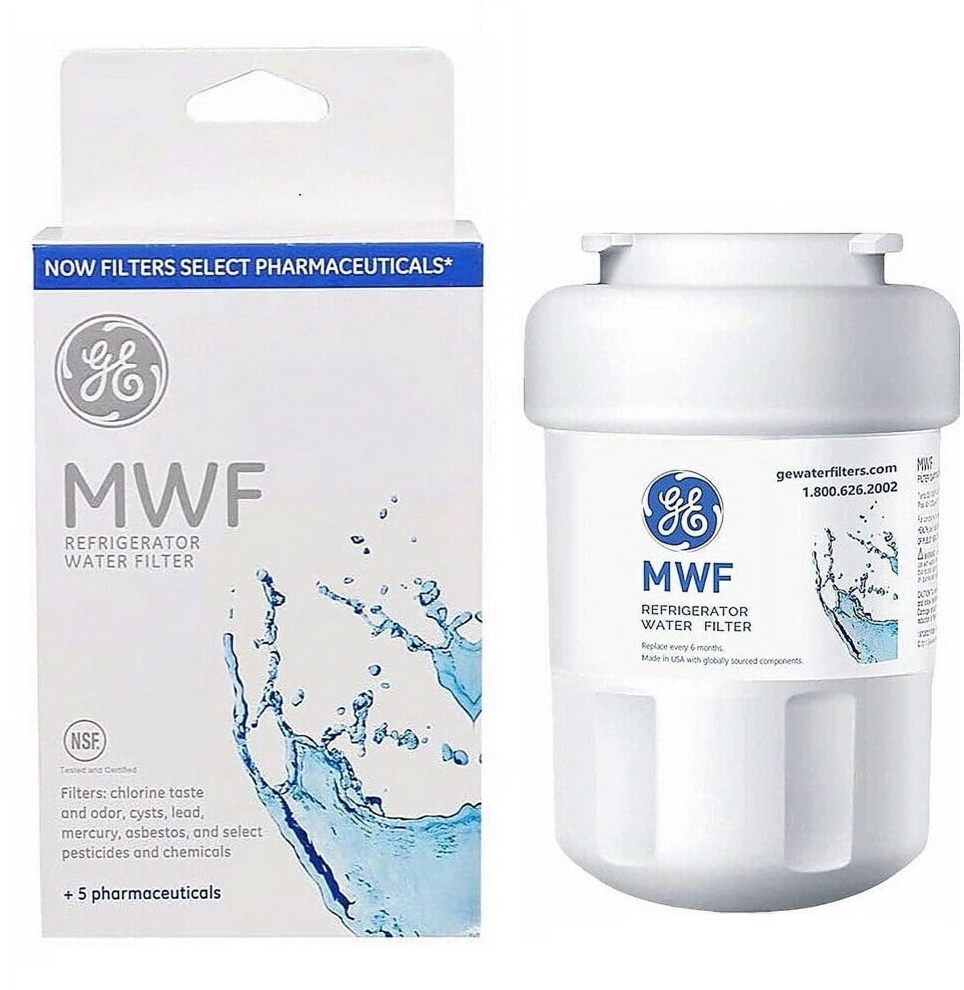 GE Appliances MWF Replacement Refrigerator Water Filter: Filters Lead, Asbestos, Chlorine, Pesticides, 1-Year Warranty