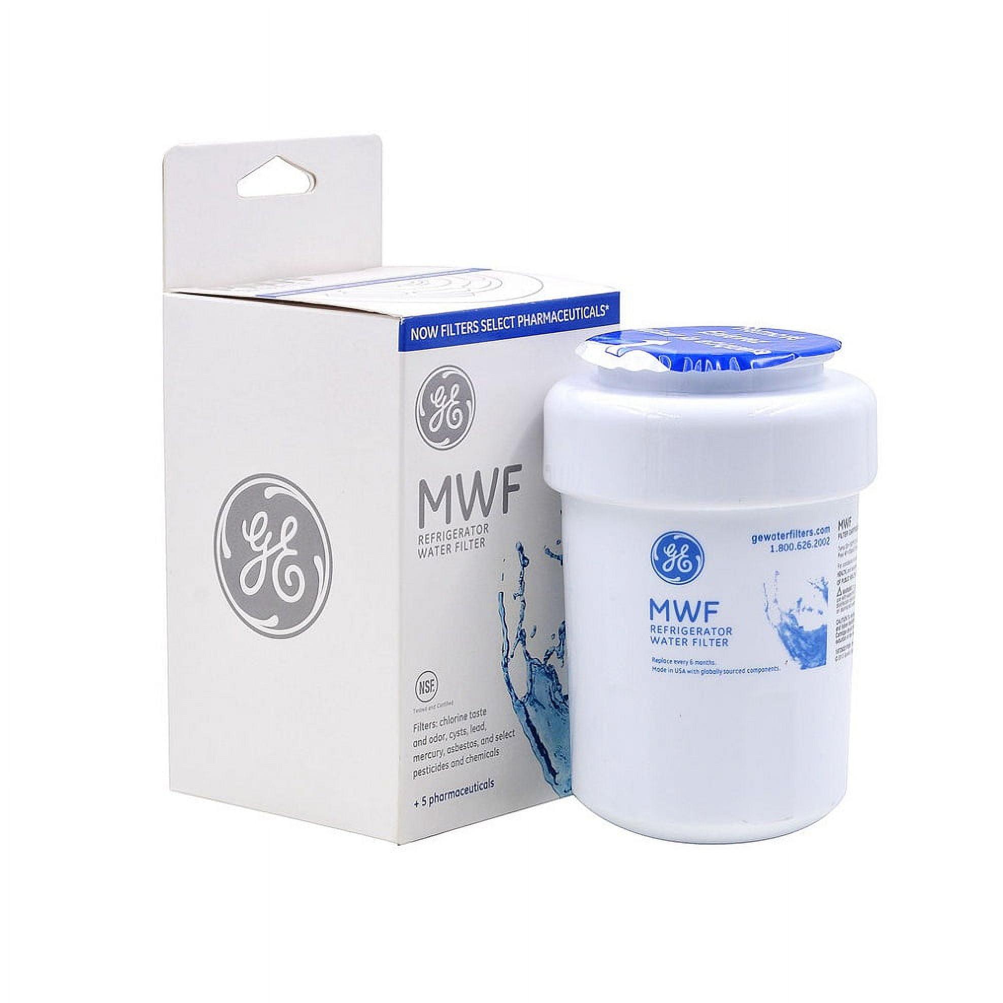 GE Appliances MWF Replacement Refrigerator Water Filter: Filters Lead, Asbestos, Chlorine, Pesticides, 1-Year Warranty