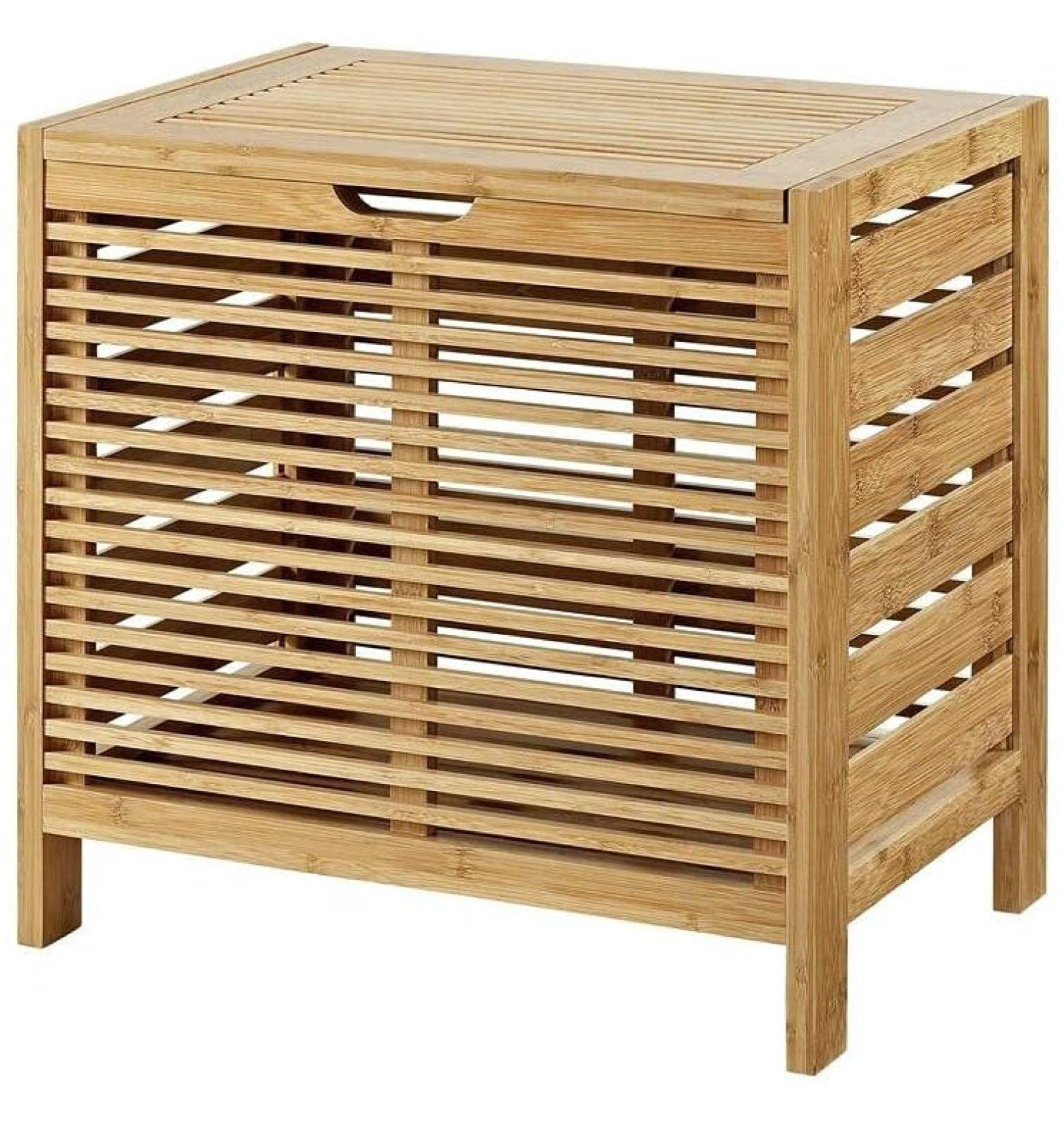 Bracken Natural Bamboo Upright Hamper with Safety Lid