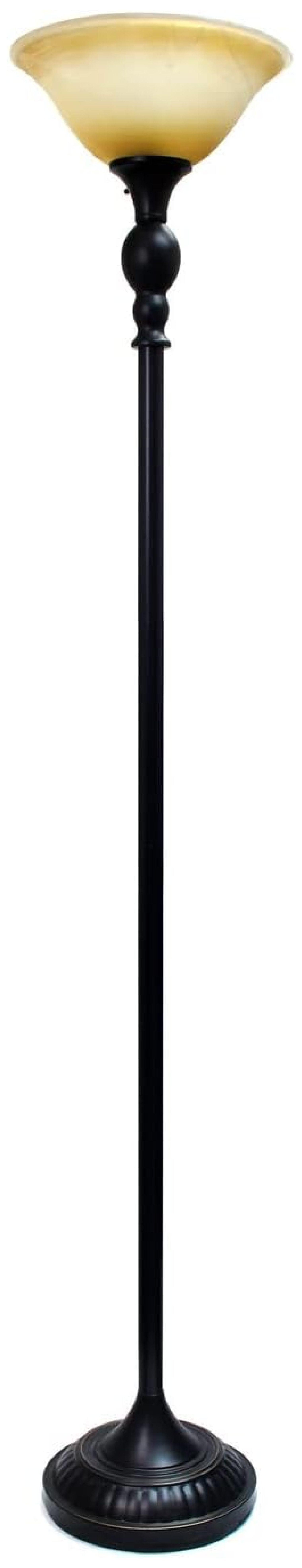 1-Light Classic Torchiere Floor Lamp with Marbleized Glass Shade - Lalia Home