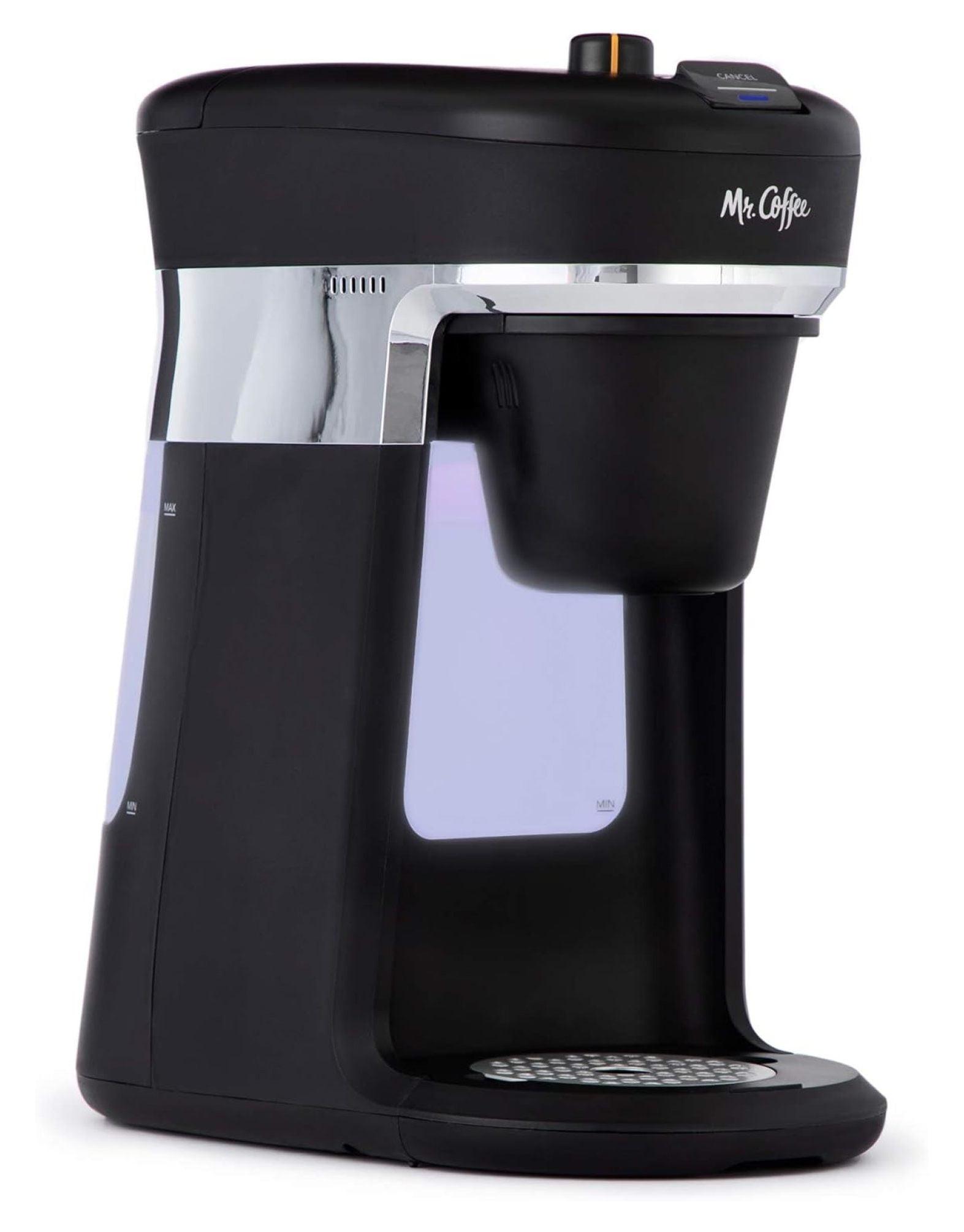 Sleek Black Pod-Free 12oz Programmable Coffee Maker with Permanent Filter