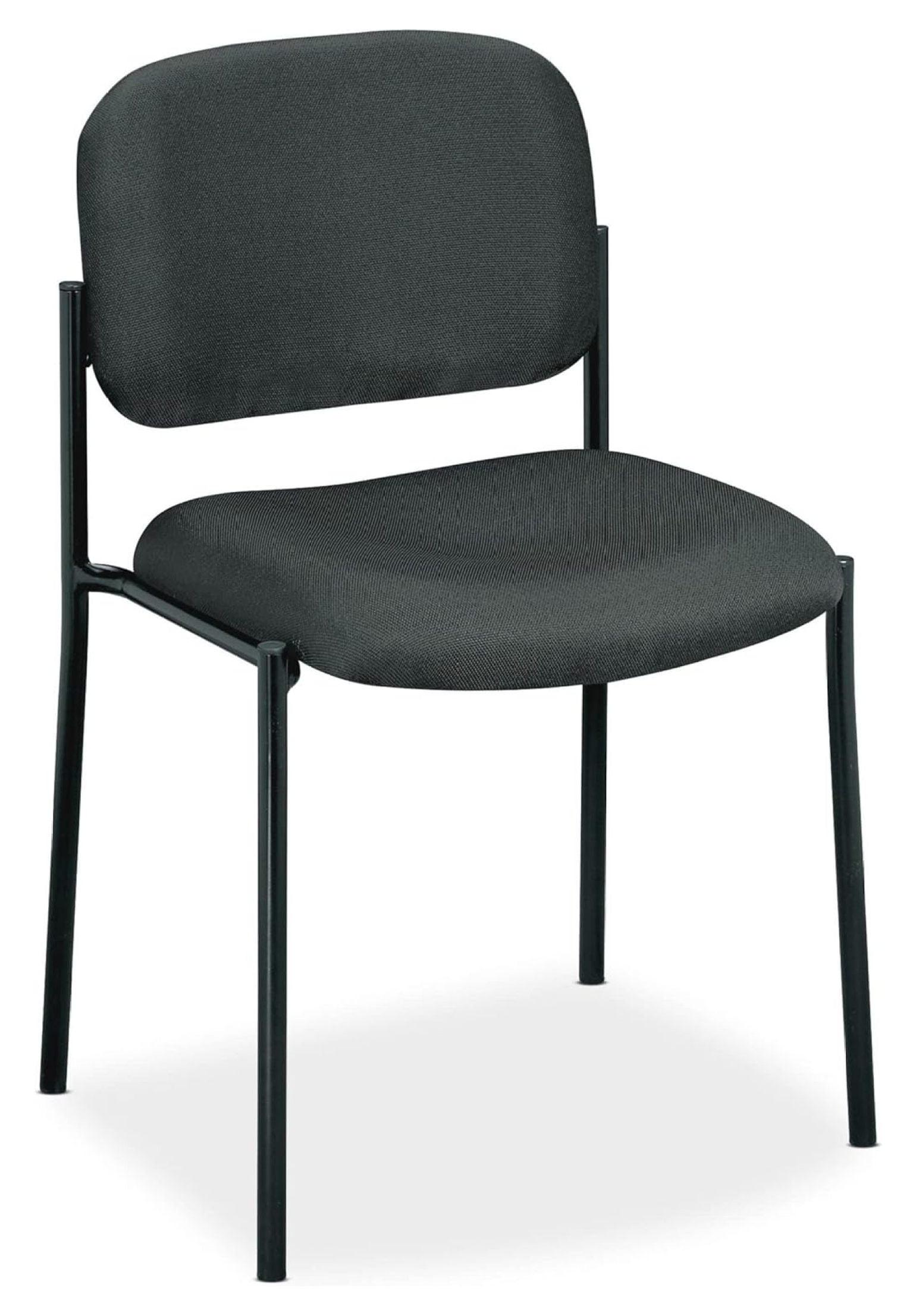 Contemporary Charcoal Fabric Stacking Guest Chair with Metal Frame