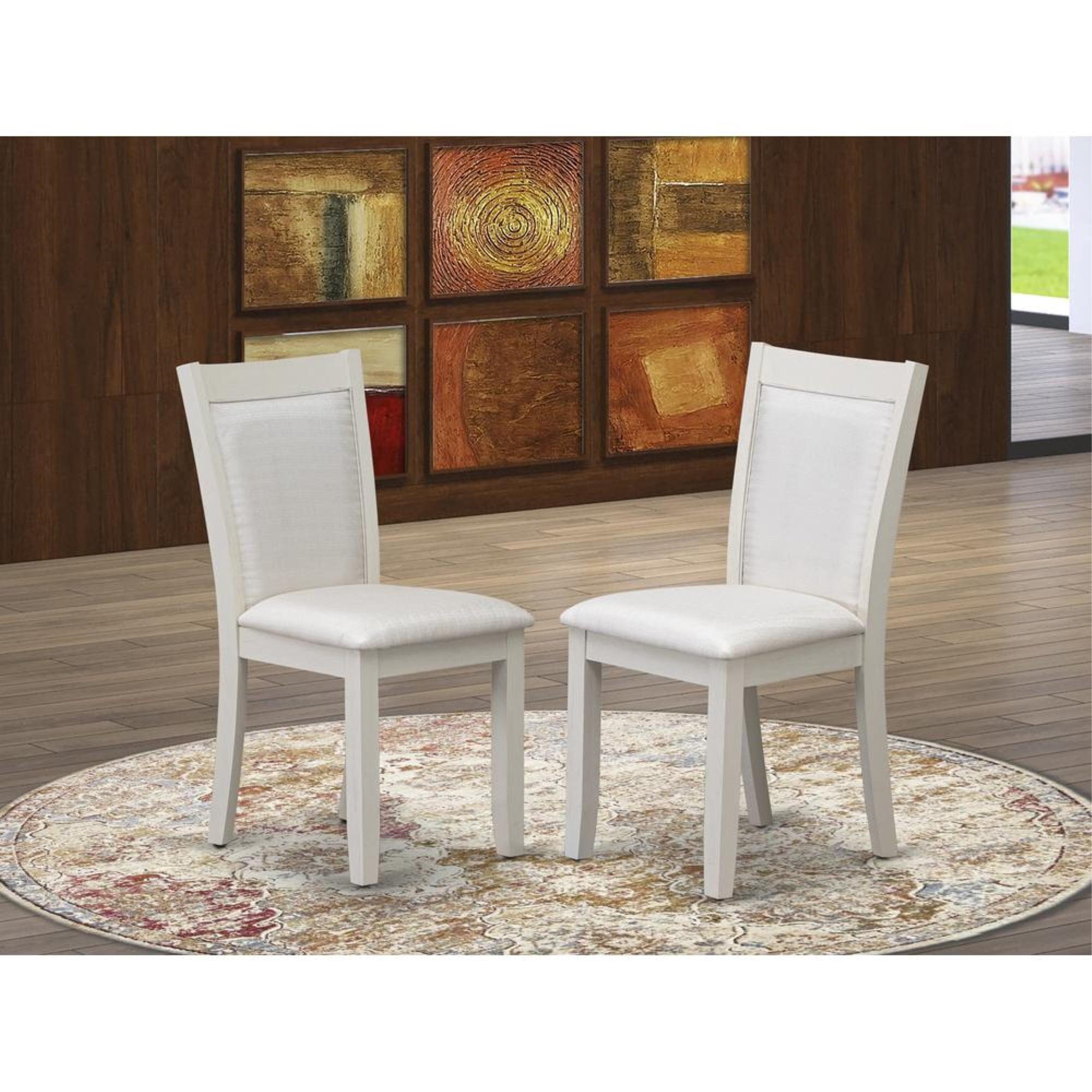 High-Back Parsons Side Chair Set in Cream Linen and Linen White