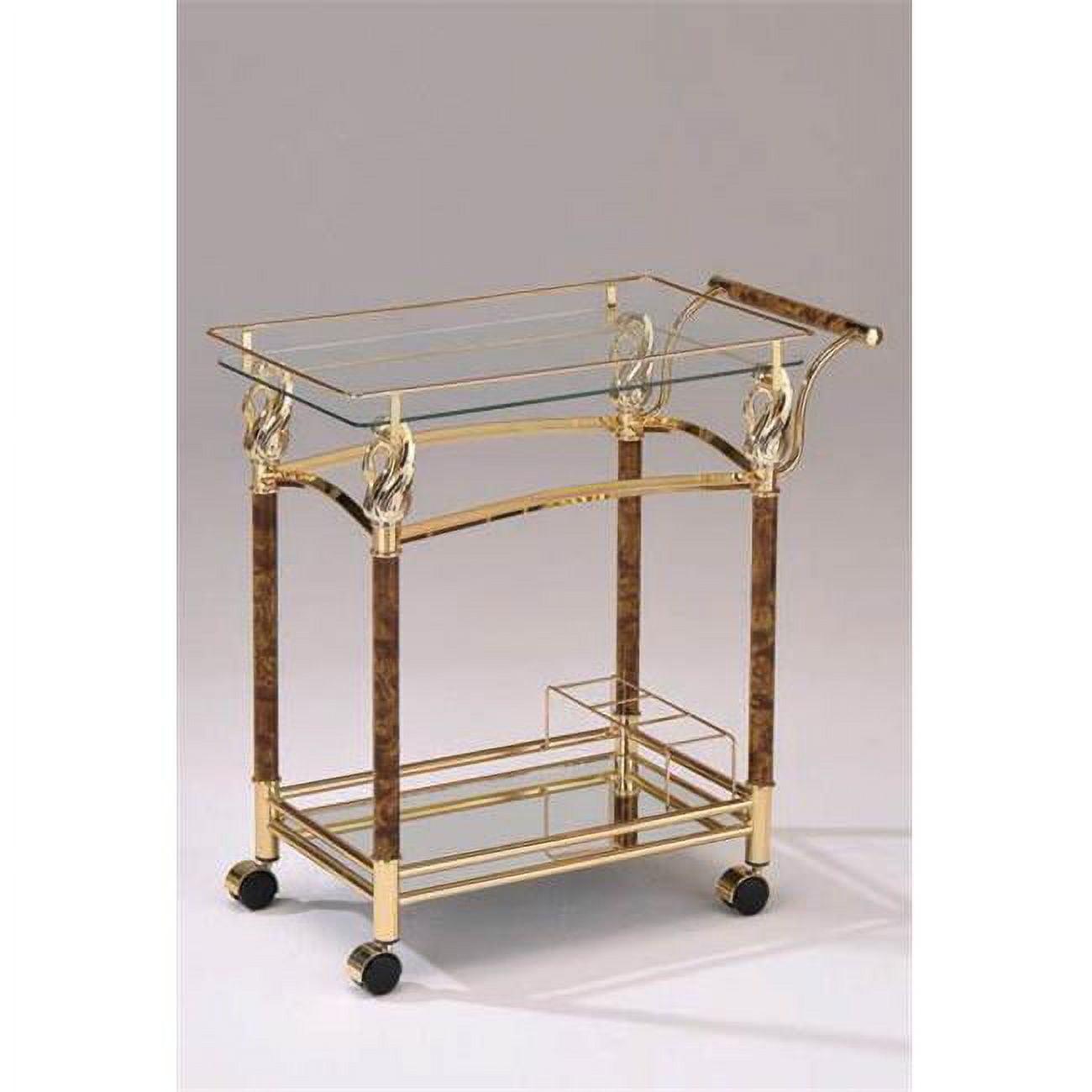 Helmut 31" Gold Plated and Clear Glass Bar Cart with Storage