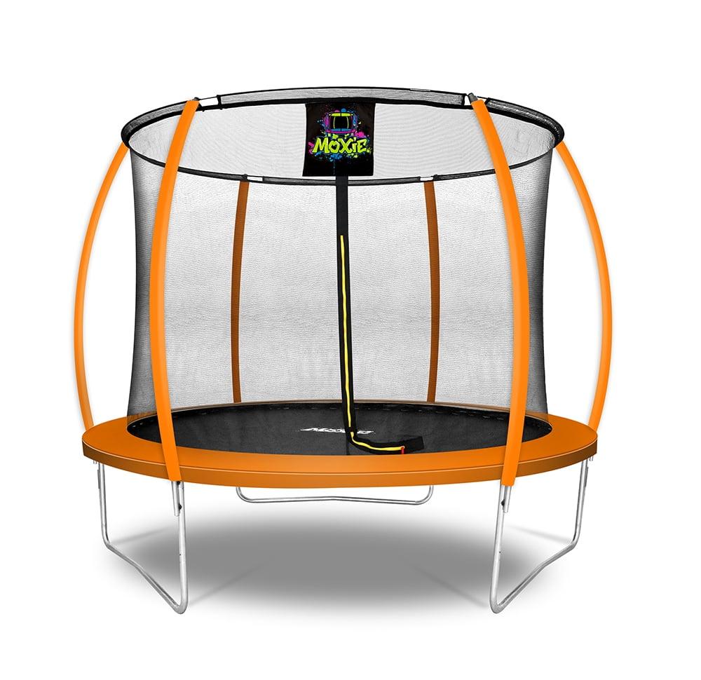 Moxie Machrus Moxie Pumpkin-Shaped Outdoor Trampoline Set with Top-Ring Frame Safety Enclosure, 10 FT