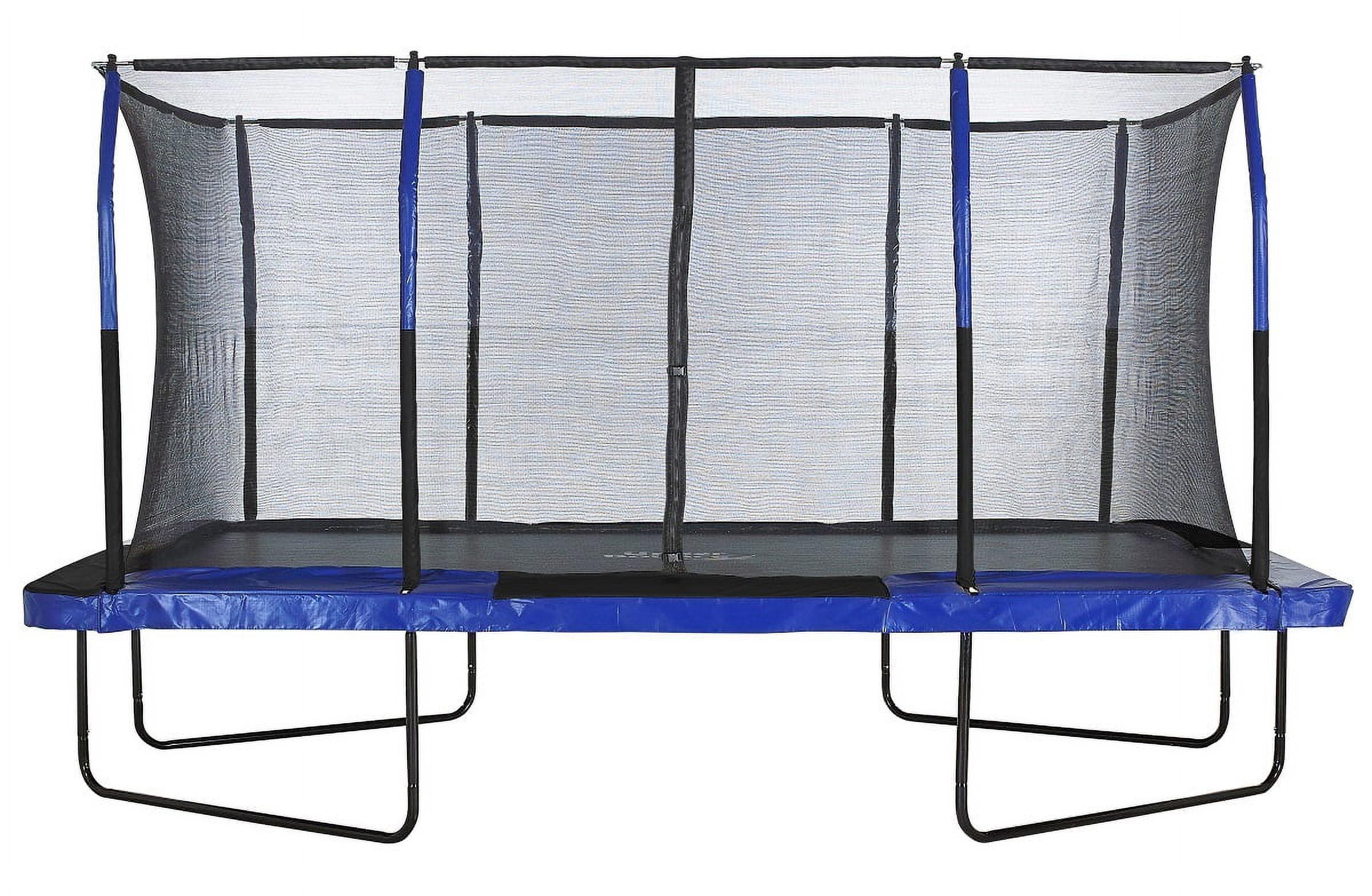 Machrus Upper Bounce 8' x 14' Rectangular Trampoline with Enclosure – Safe Indoor/Outdoor Trampoline for Kids, Toddlers & Adults – Fun & Fitness Trampoline – Blue/Black