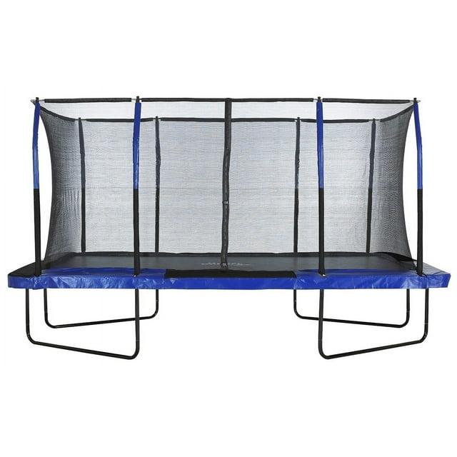 Machrus Upper Bounce 8' x 14' Rectangular Trampoline with Enclosure – Safe Indoor/Outdoor Trampoline for Kids, Toddlers & Adults – Fun & Fitness Trampoline – Blue/Black