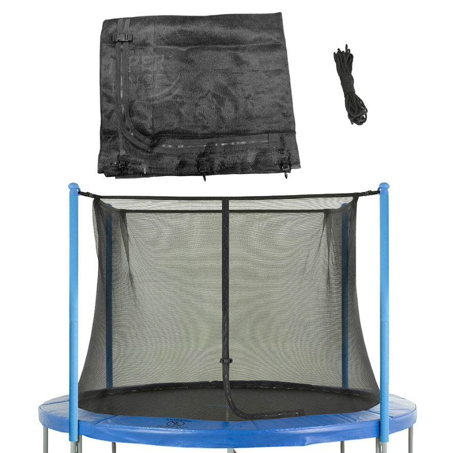 Machrus Upper Bounce Trampoline Safety Enclosure Net, Fits 8 FT Round Frame using 4 Poles (or 2 Arches), Adjustable Straps - Installs Inside of Frame