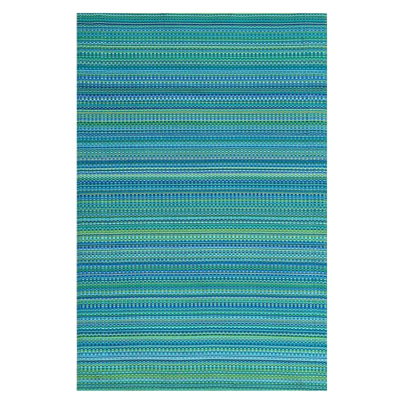 Mixed Blue & Green Indoor/Outdoor Area Rug - Reversible, 100% Recycled Material, UV Resistant