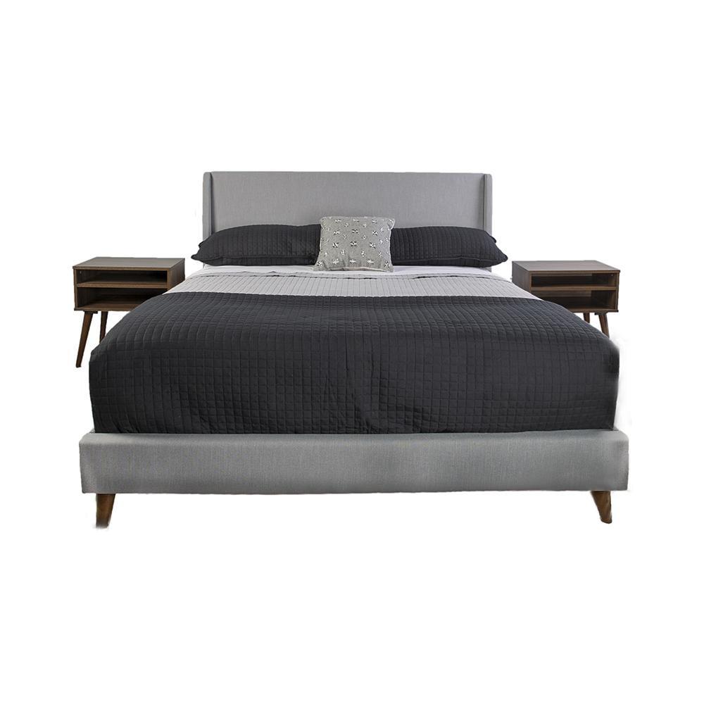 Maddison Upholstered King Bed In A Box W/ 2 Nightstands