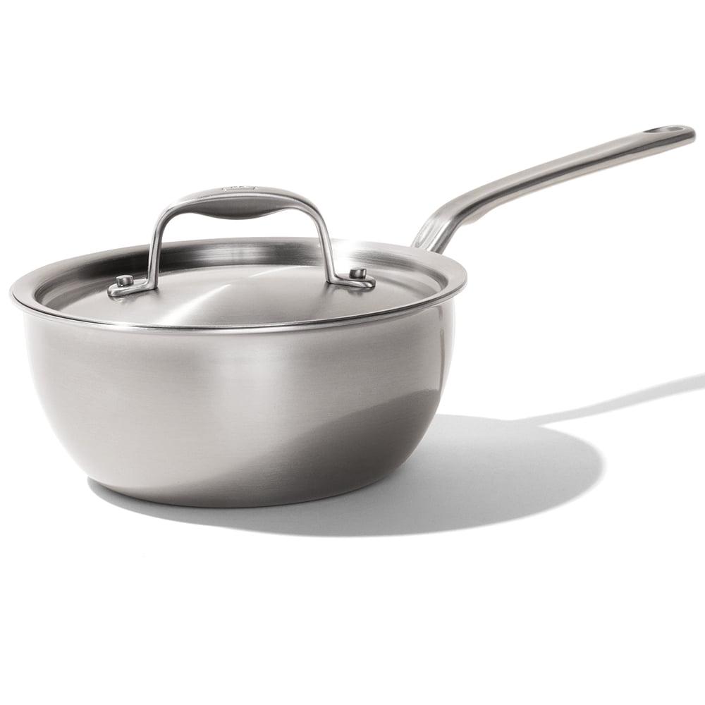 2 Quart Brushed Stainless Steel Saucier Pan with Stay Cool Handle