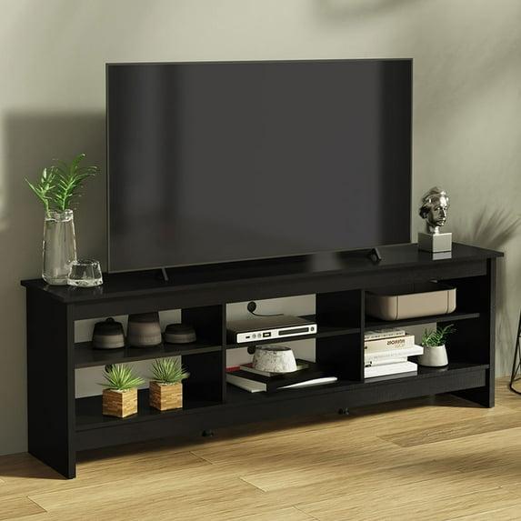 Ebern Designs Media Console TV Stand Entertainment Center with 6 Shelves and Cable Management for 65, 75 Inch Television Living Room and Bedroom Modern Wooden