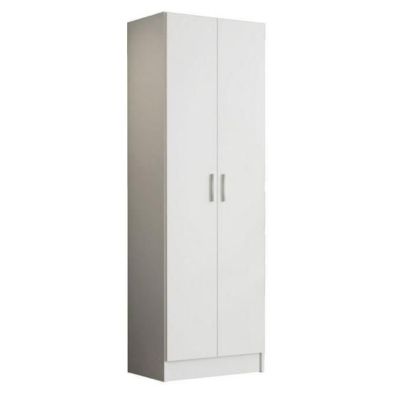 Madesa Pantry Storage Cabinet Armoire Closet with 2 Doors and 5 Utility Shelves 23"L Wooden Organization Unit for Bedroom, Office, Laundry Room, Kitchen, and Garage - White