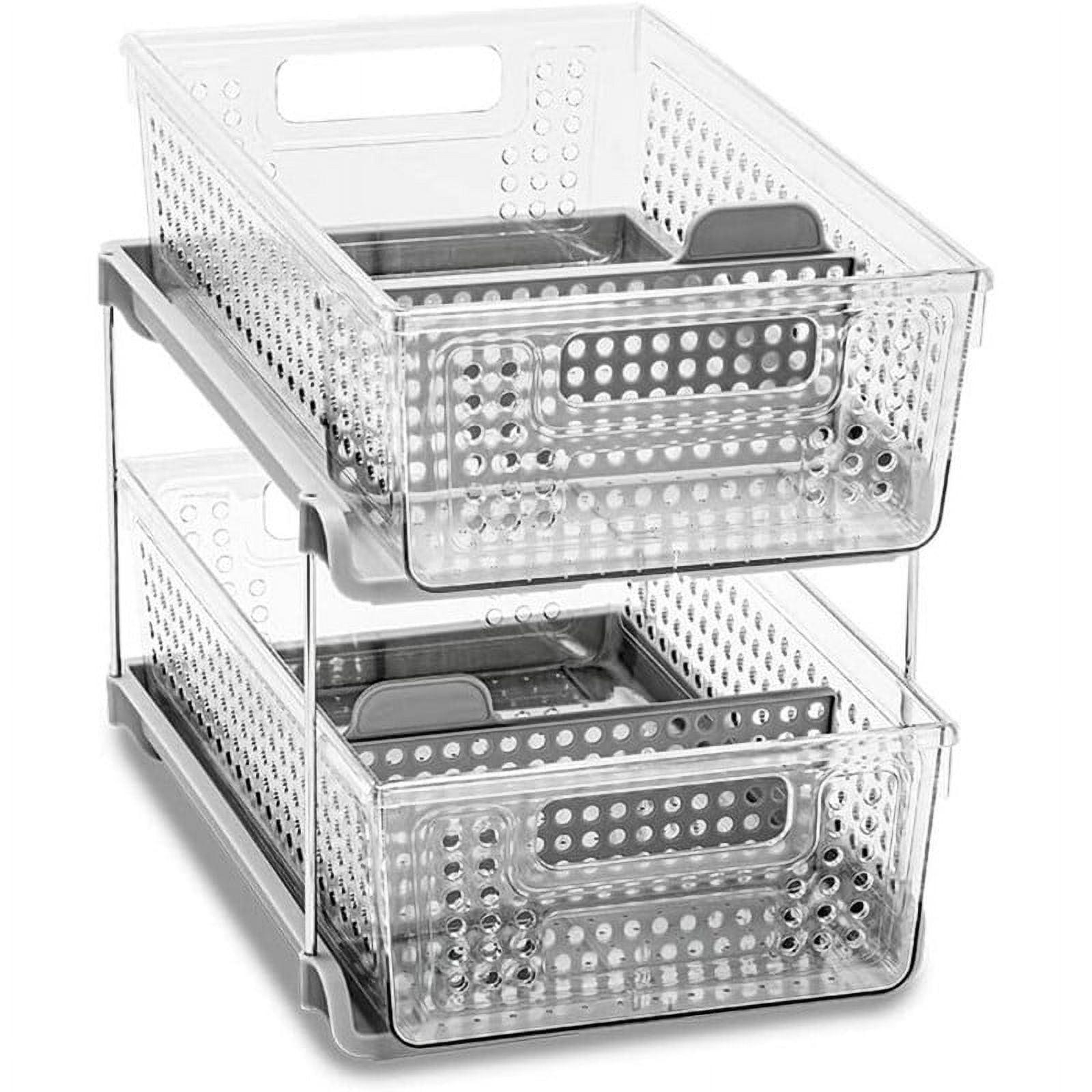 Clear 2-Tier Slide-Out Organizer with Metal Stand