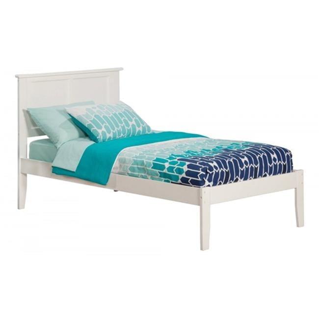 AFI Furnishings Madison Twin Platform Bed with Open Footboard and Turbo Charger in White
