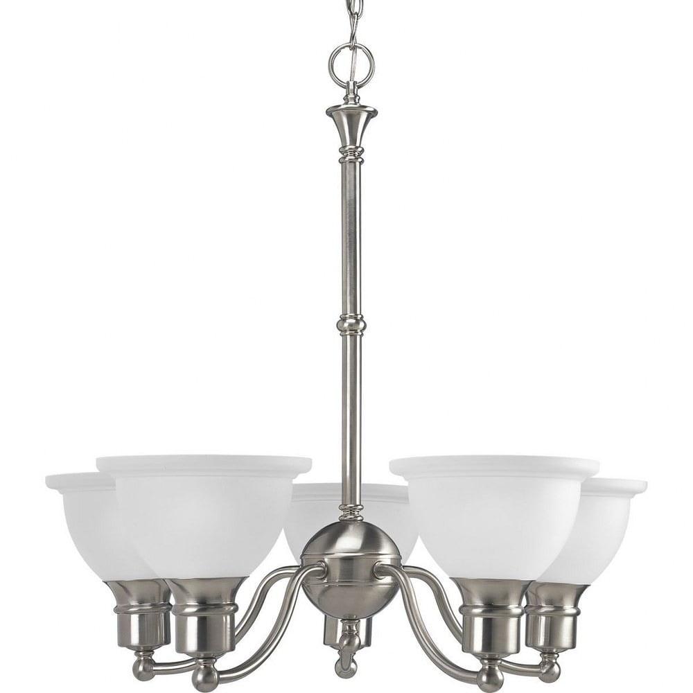 Madison Brushed Nickel 5-Light Reversible Chandelier with Etched Glass Shades