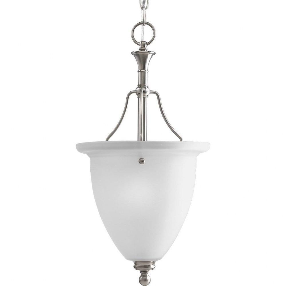 Progress Lighting, Madison, 1-Light Inverted Pendant, Brushed Nickel, Etched Glass Shade